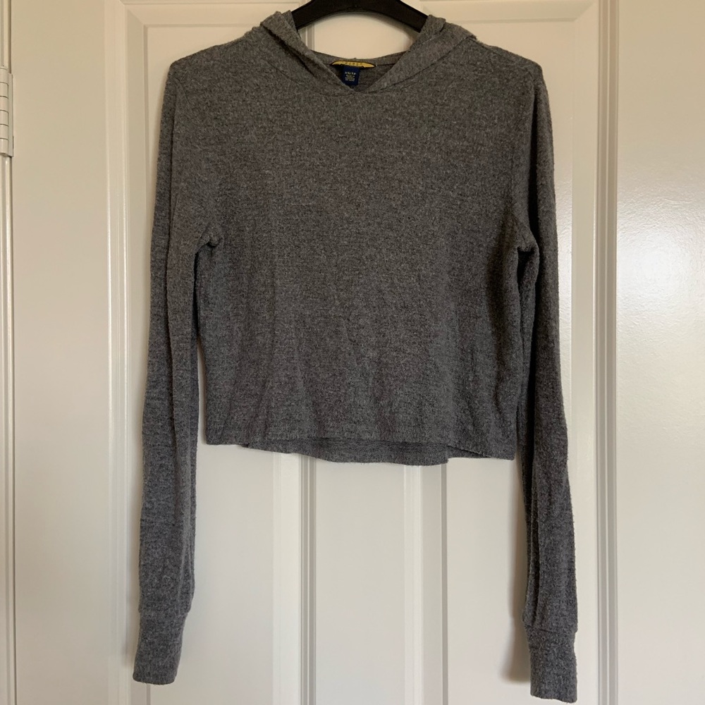 Gray hooded top